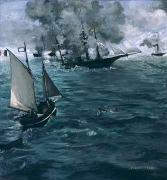  battle Canvas - Battle of Kearsage and Alabama Eduard Manet